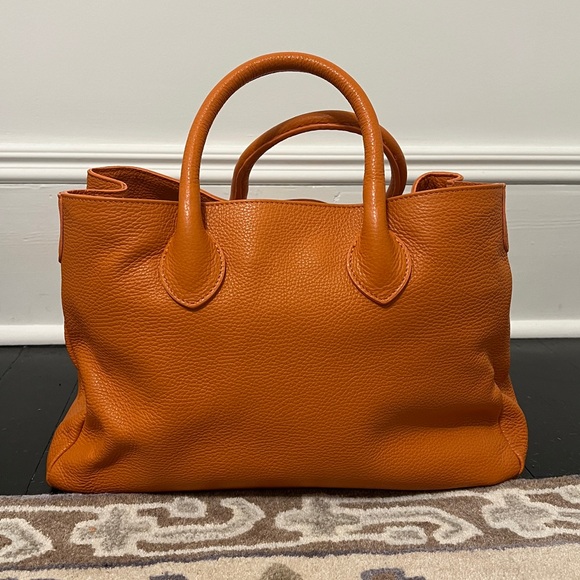 Mark & Graham Handbags - Mark & Graham Elisabetta Slouch Leather Handbag Tangerine Pebbled Leather